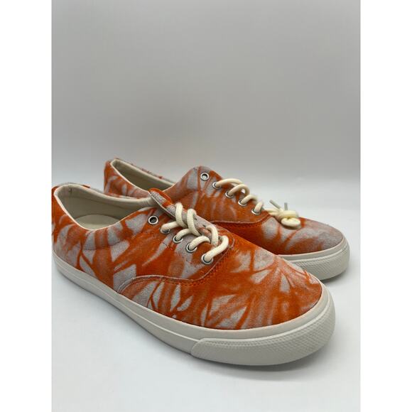 Polo Ralph Lauren Orange Tie Dye Sneakers Harpoon Casual Shoes Men’s Size 9D - Picture 6 of 16